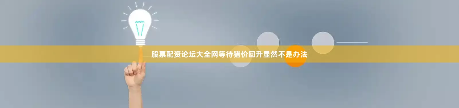 股票配资论坛大全网等待猪价回升显然不是办法